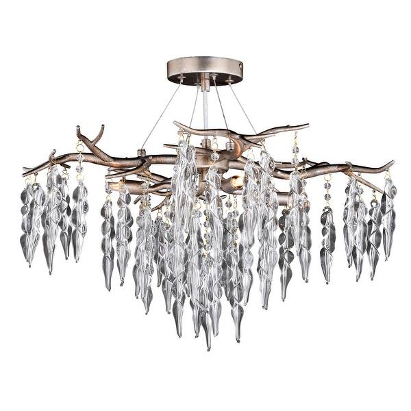 slide 2 of 7, Rainier 24-in W Crystal Silver Waterfall Semi Flush Mount Ceiling Light - 24-in W x 13-in H x 24-in D