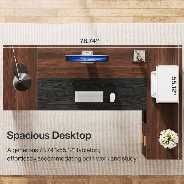 78 Inch L Shaped Executive Desk with Drawers for Home Office - Bed Bath ...