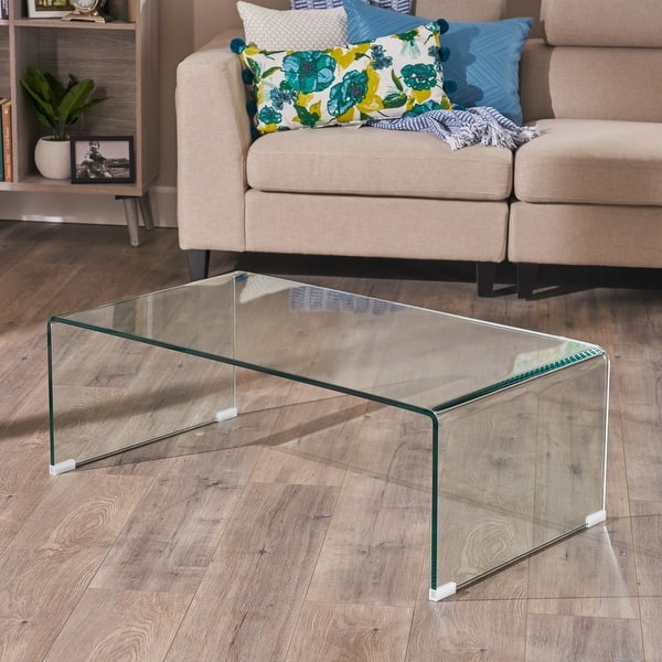 Ramona Solid Glass Rectangle Coffee Table by Christopher Knight Home