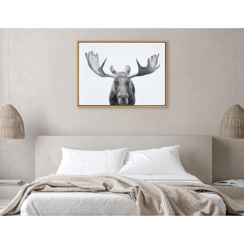 Kate and Laurel Sylvie Moose Black White Framed Canvas by Amy Peterson