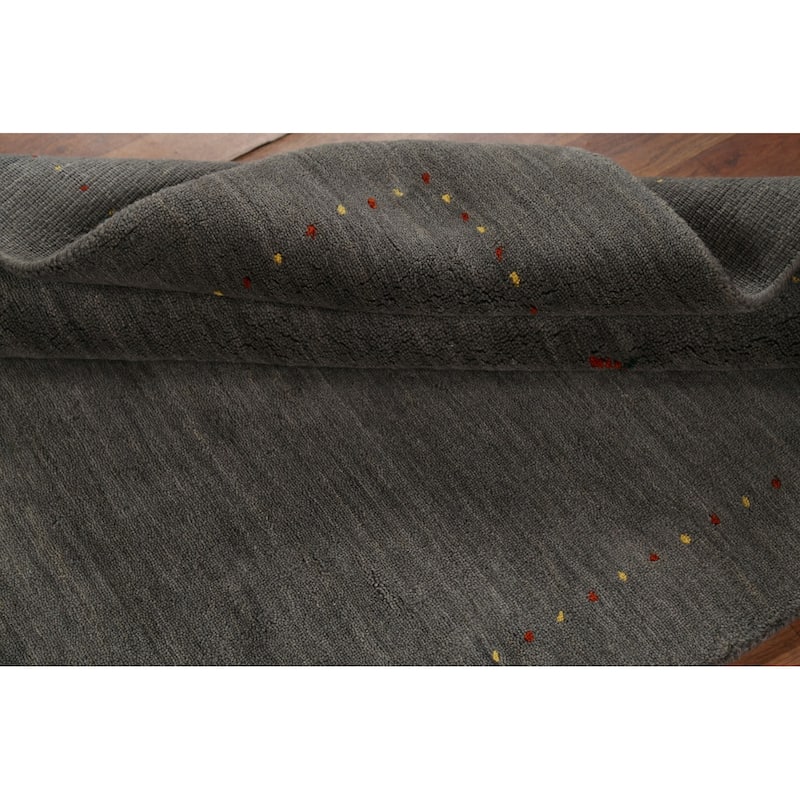Tribal Gray Gabbeh Indian Area Rug Handmade Wool Carpet - 3'11"x 6'1"