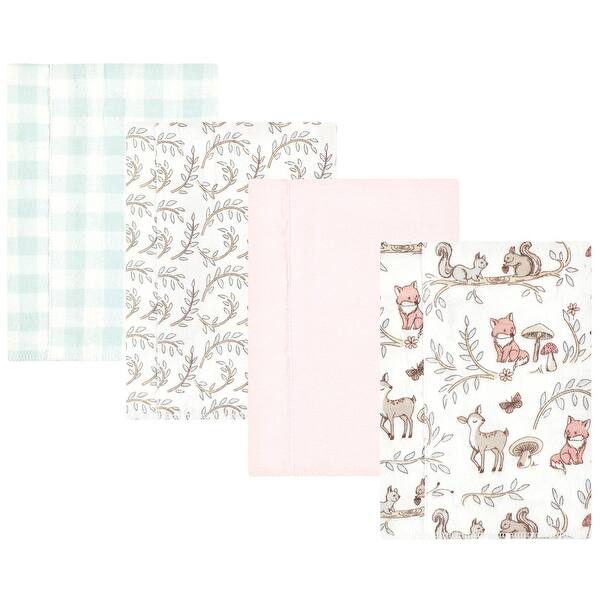 slide 1 of 1, Hudson Baby Infant Girl Cotton Flannel Burp Cloths, Girl Woodland Pals 4-Pack, One Size - Girl Woodland Pals 4-Pack - One Size One Size - Girl Woodland Pals 4-Pack
