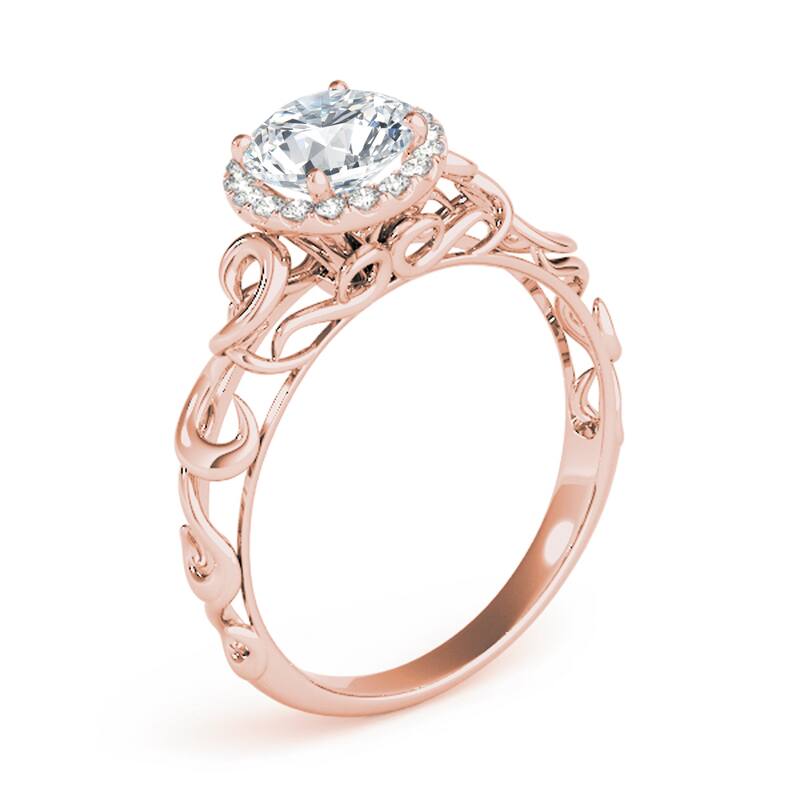 Auriya 14k Rose Gold Lab Grown Round Diamond Halo Engagement Ring 0.50 to 5.00 ct. tw. (F-G VS)