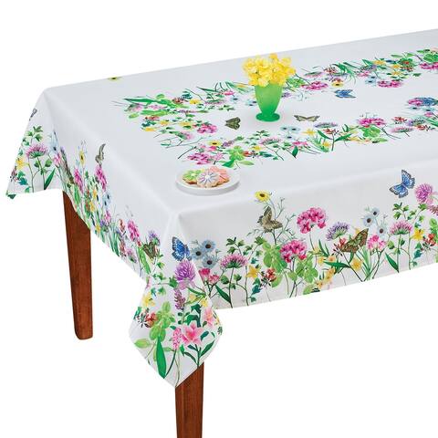 Spring Floral and Butterfly Printed Tablecloth