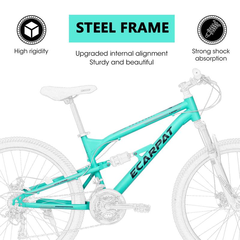 A26207 26 Inch Steel Frame Shock Fork Plus Shock Absorber 21-speed Unisex Mountain Bike