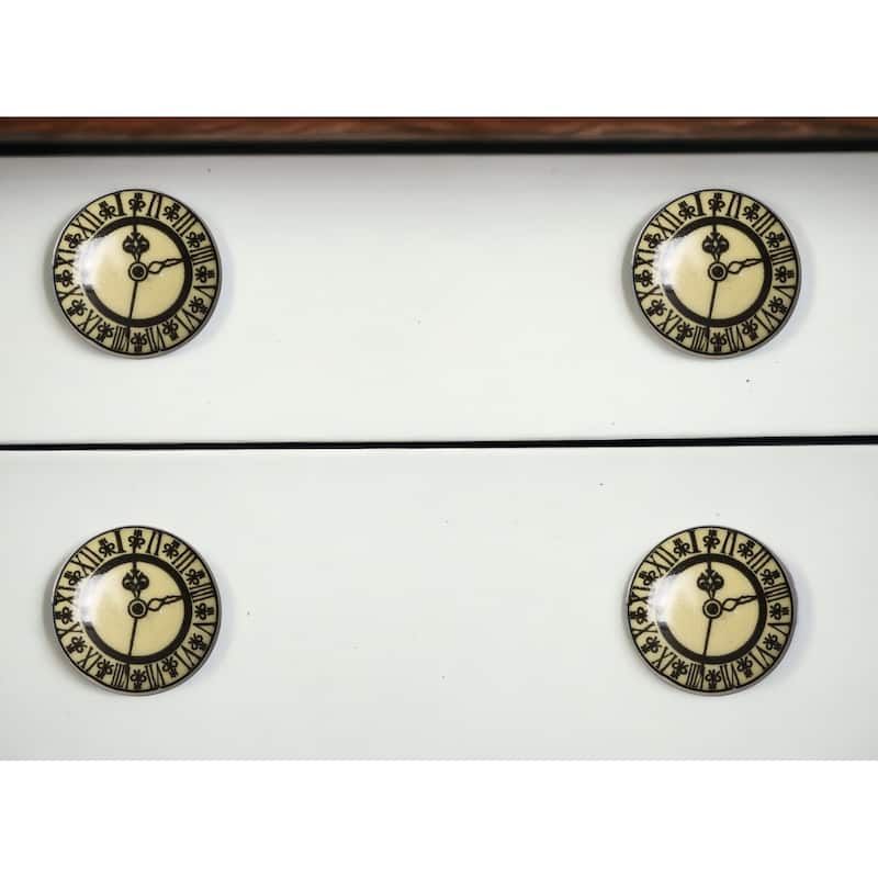 HomeRoots Set of Eight Black And Off White Ceramic And Metal Drawer Pull Knobs - 1.5' X '1.5' X '1.5 - Off White/Black - 1.5' X '1.5' X '1.5