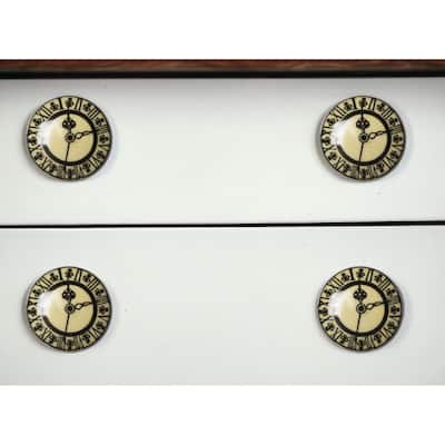 HomeRoots Set of Eight Black And Off White Ceramic And Metal Drawer Pull Knobs - 1.5' X '1.5' X '1.5
