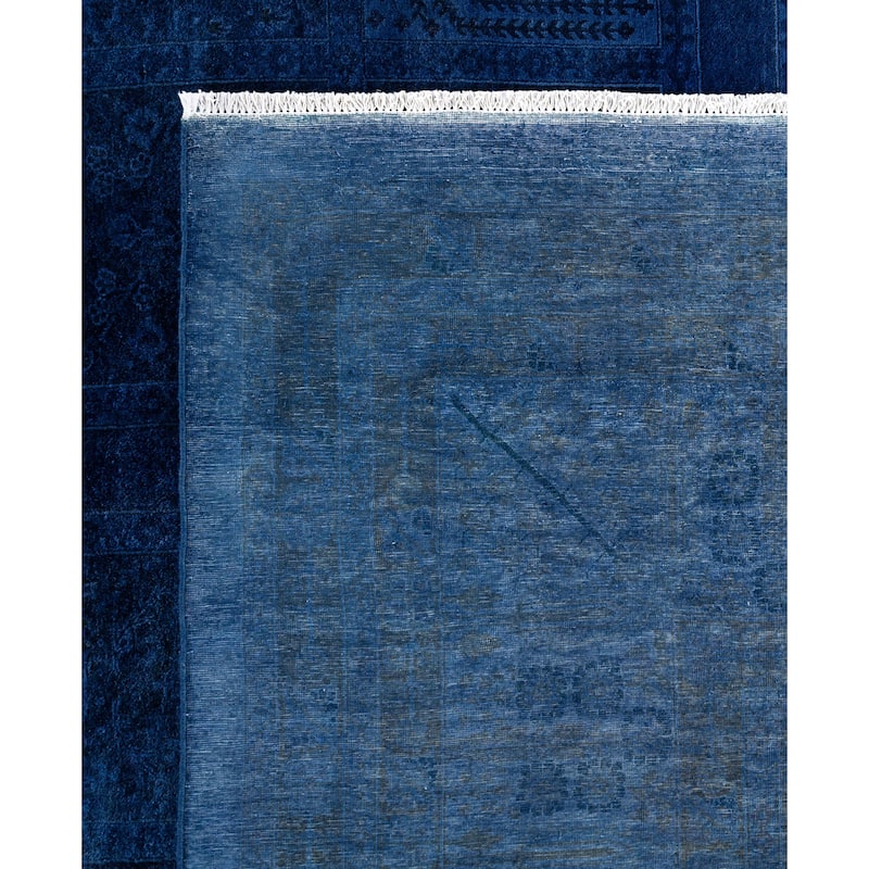 Overdyed One-of-a-Kind Hand-Knotted Area Rug - Blue - 12' 4" x 18' 0"