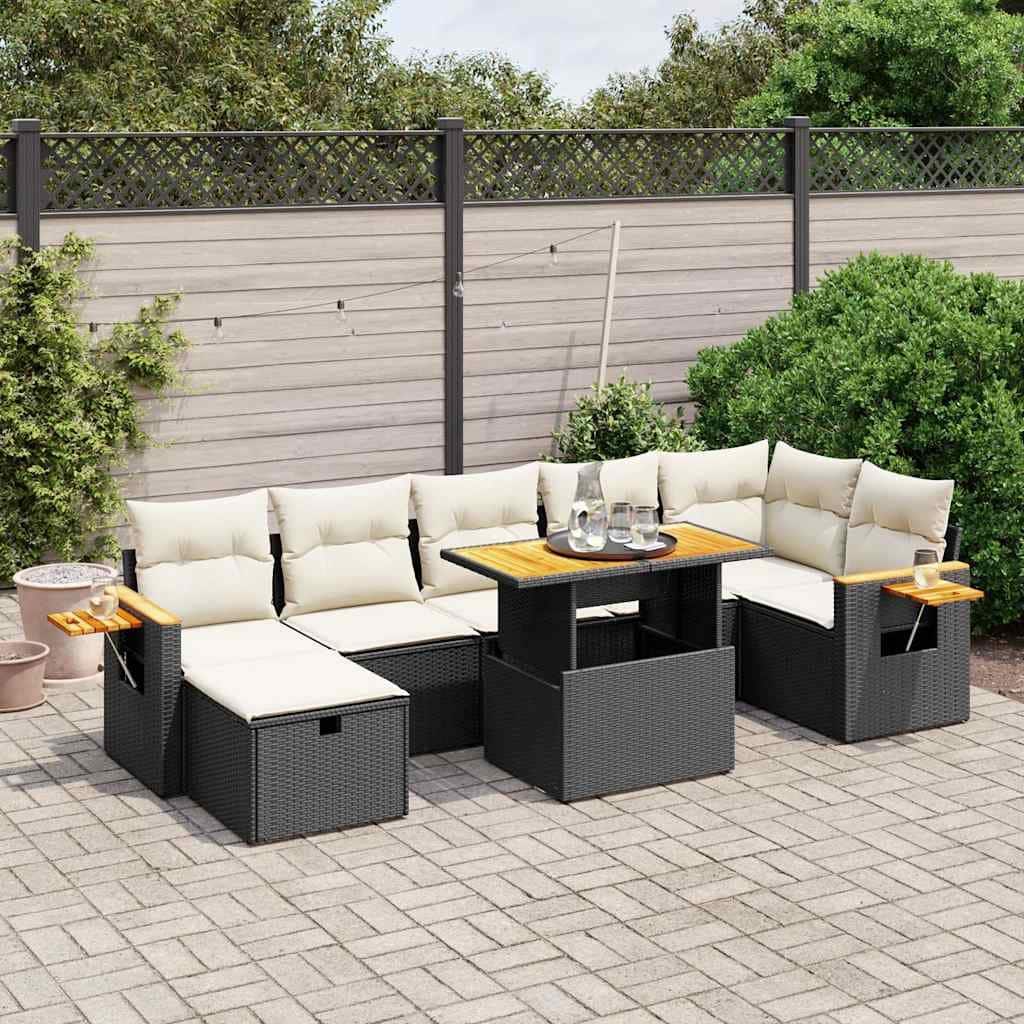 vidaXL Patio Sofa Set with Cushions Outdoor Conversation Furniture Poly Rattan