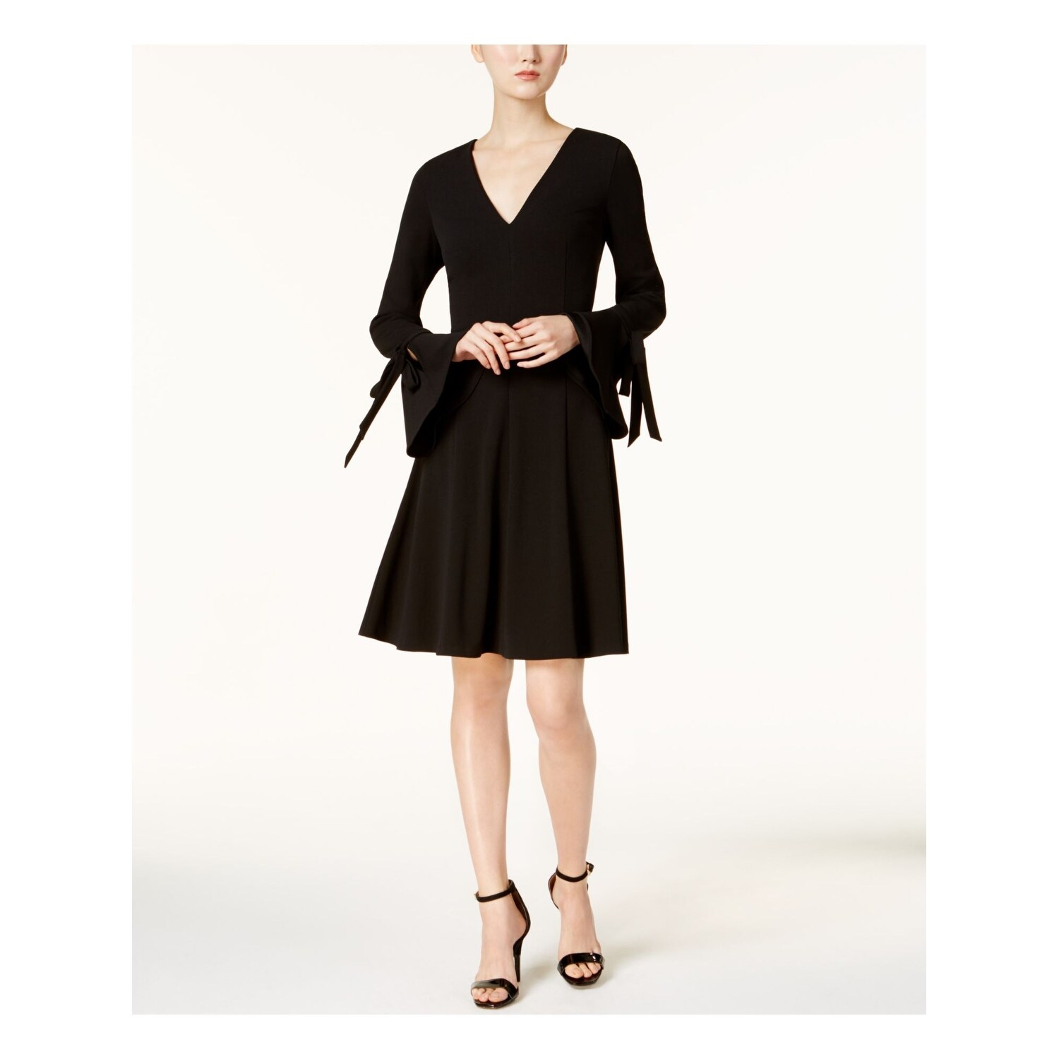 calvin klein black bell sleeve dress