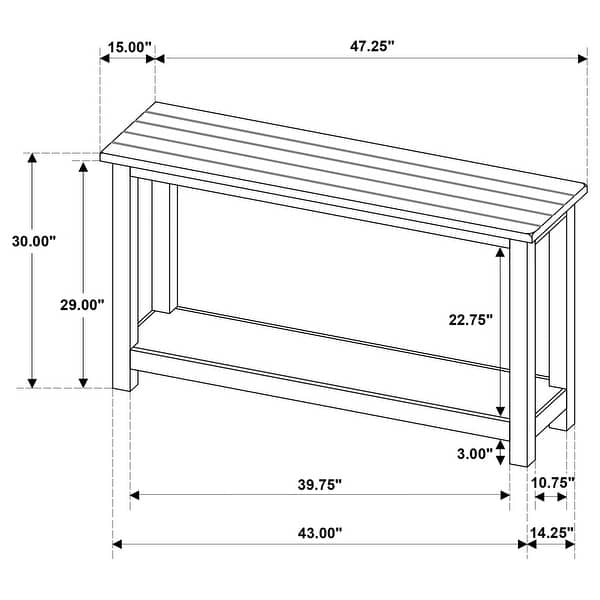 dimension image slide 1 of 3, Payne Wood Entryway Sofa Console Table - 47.25'' x 15.00'' x 30.25''