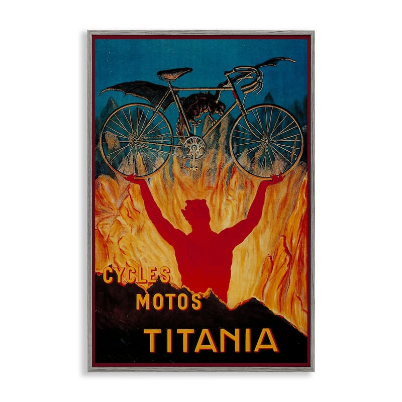 Stupell Vintage Dragon & Bicycle Framed Giclee Art Design By Marcus Jules - 12 x 18 - Grey