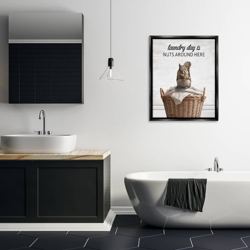 Stupell Funny Laundry Day Is Nuts Framed Floater Canvas Wall Art Design By Lettered and Lined