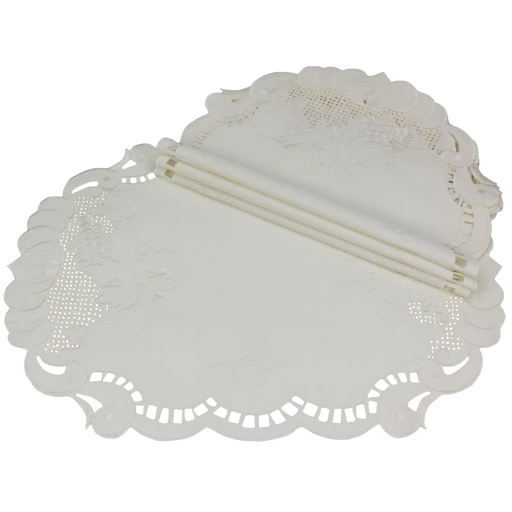 Embroidered Cutwork Placemats 14X20 -inch Set of 4