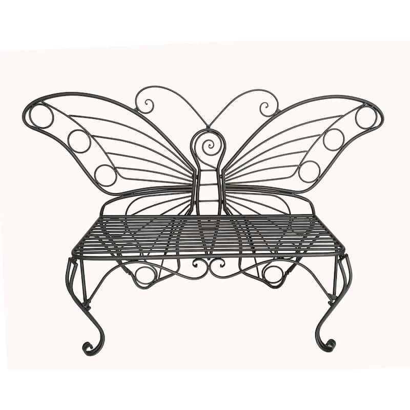 60" Black Antique Style Rectangular Butterfly Bench