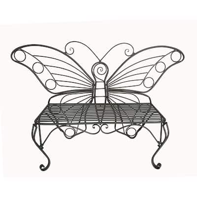 60" Black Antique Style Rectangular Butterfly Bench