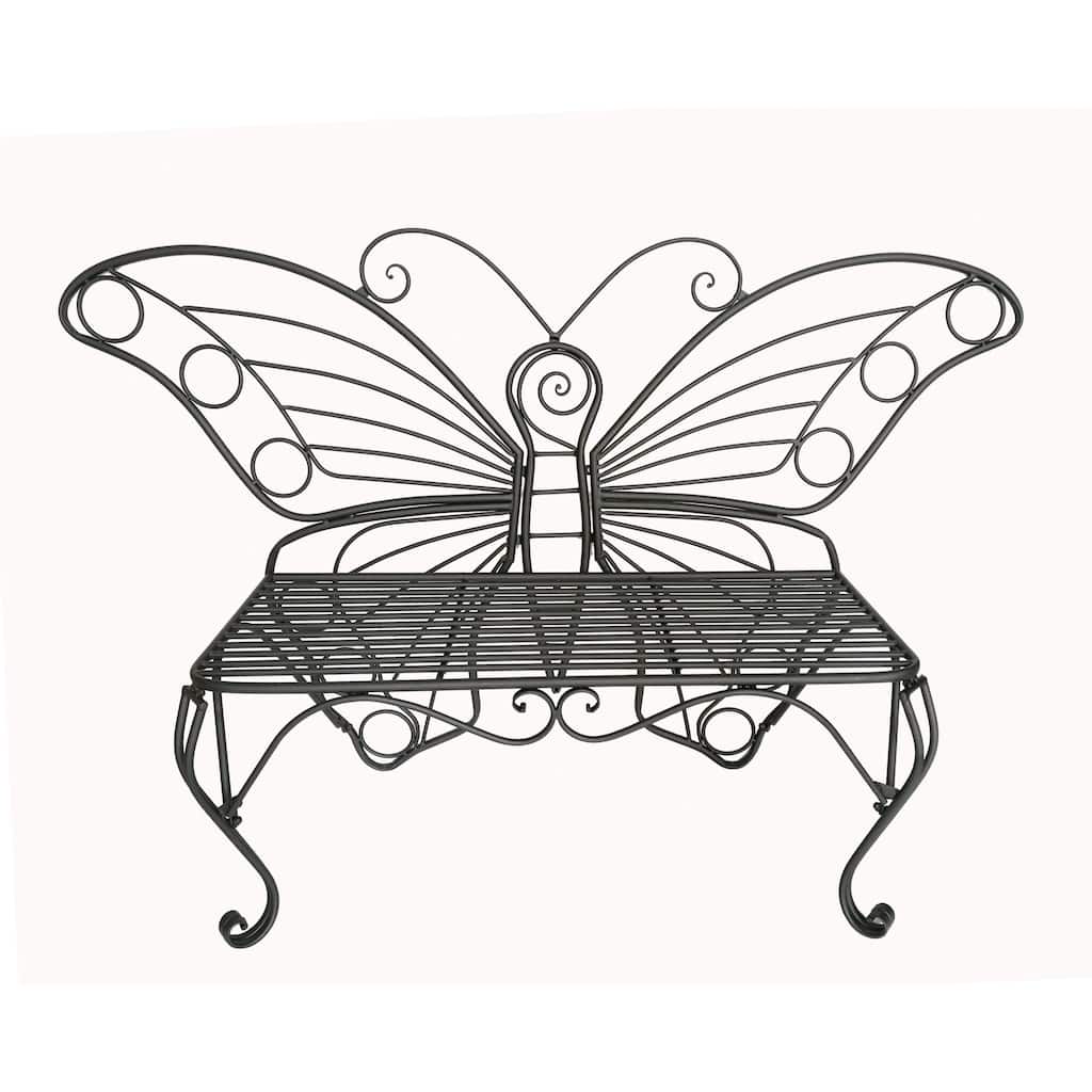60" Black Antique Style Rectangular Butterfly Bench