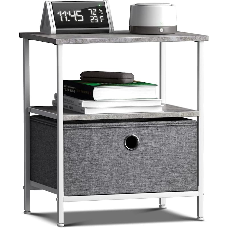 Nightstand 1-Drawer Shelf Storage - Bedside Furniture End Table Chest - 1-drawer