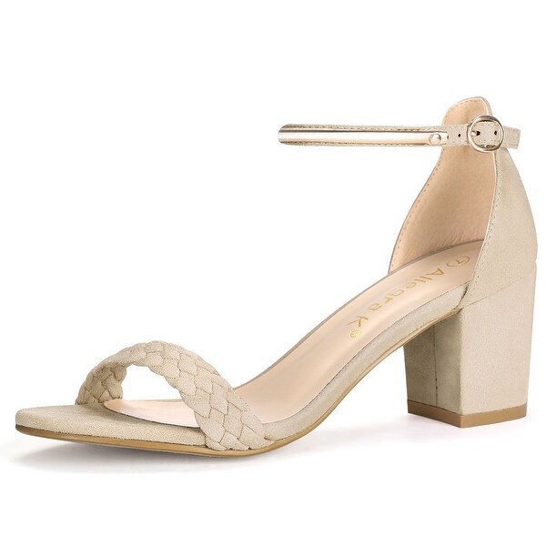 navy mid block heel sandals