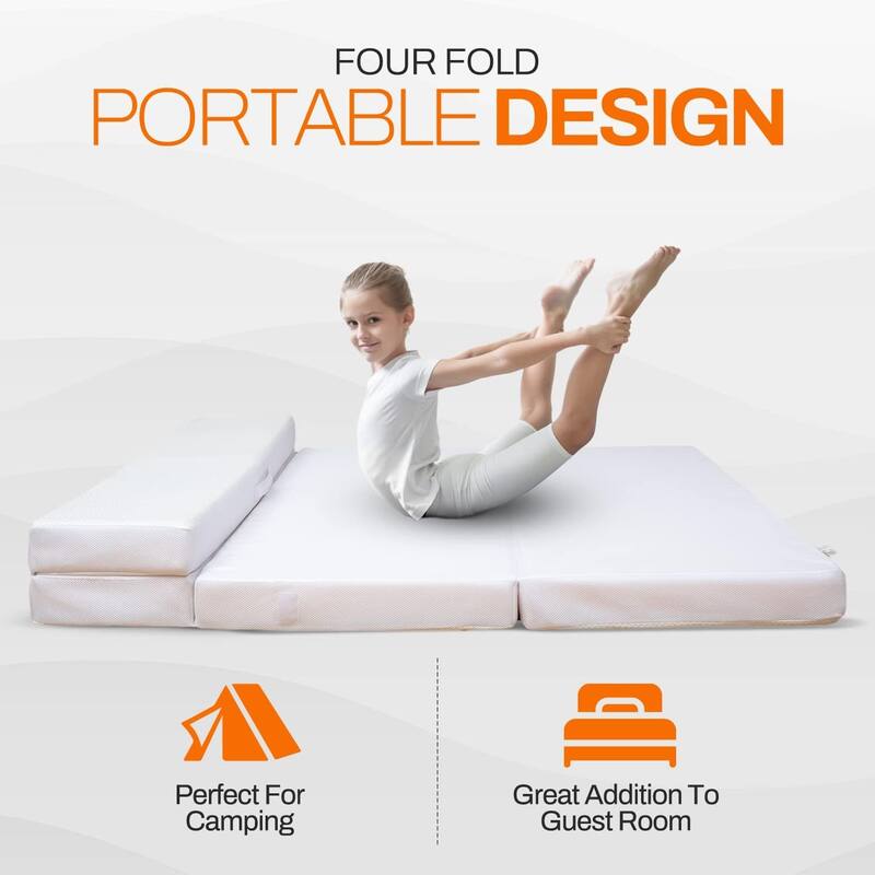 Cheer Collection 4" Folding Sofa Bed with 1" Gel Infused Memory Foam