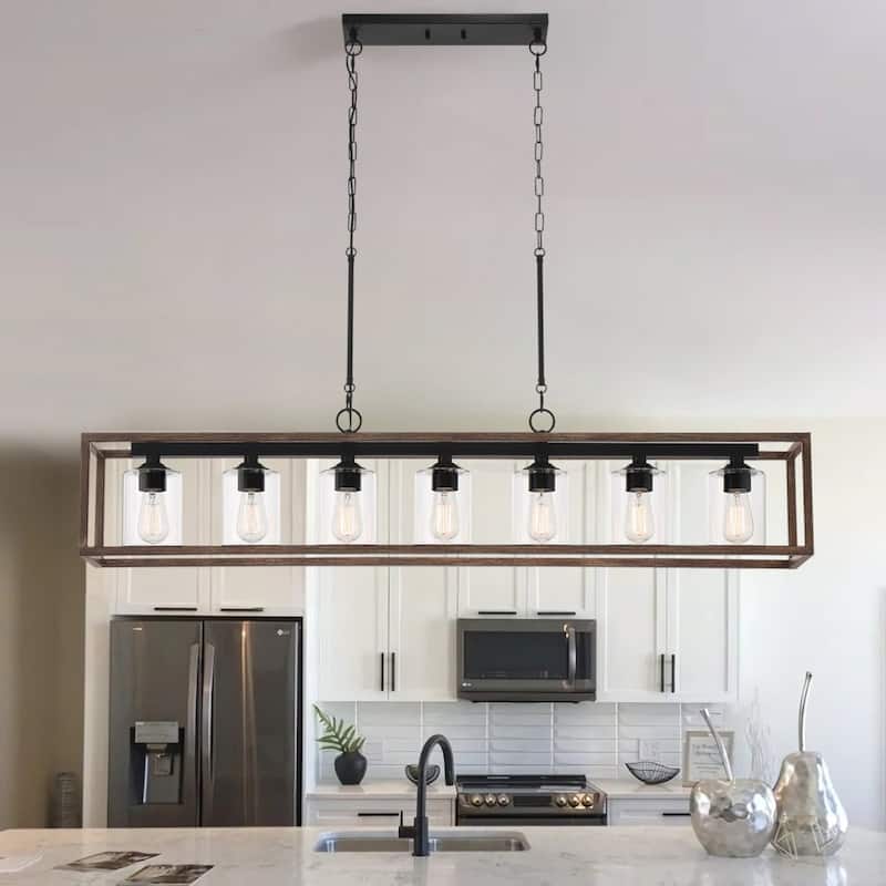 Roundhil 7-light Modern Farmhouse Kitchen Island Pendant Lighting - Brown