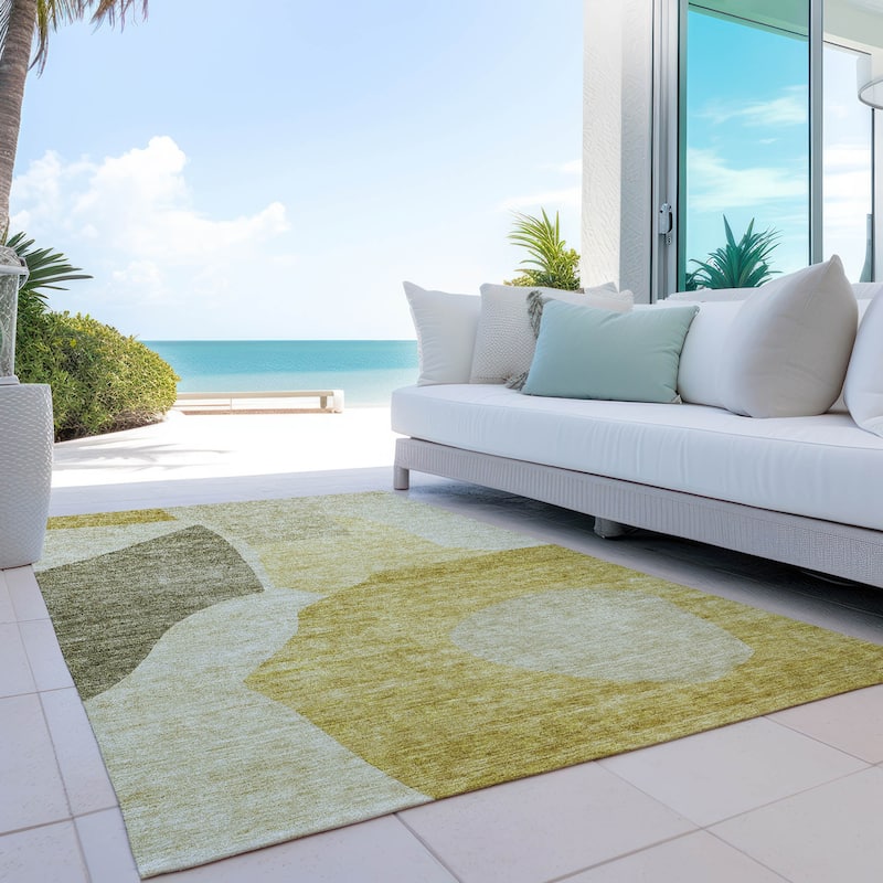 Machine Washable Indoor/ Outdoor Chantille Contemporary Abstract Rug