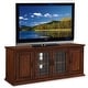 preview thumbnail 3 of 7, Leick Home 80360 Burnished Oak Leaded Glass TV Stand