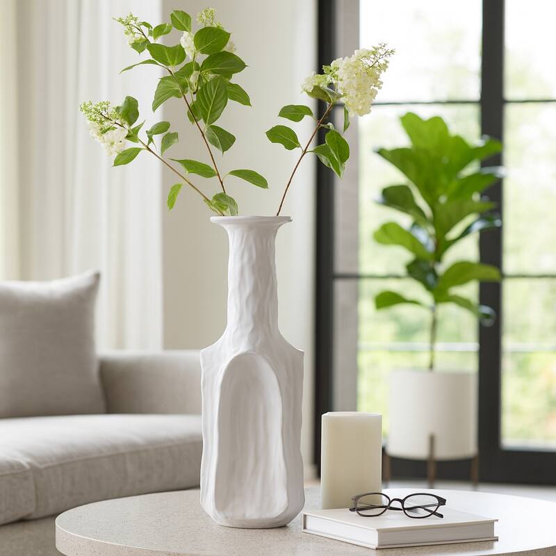 Decorative Vase - White Ceramic Sleek Design