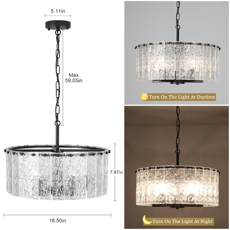 5-Light Modern Round Drum Chandelier, Classic Semi Flush Mount Chandelier, Kitchen Island Pendant Light for Dining Room - N/A
