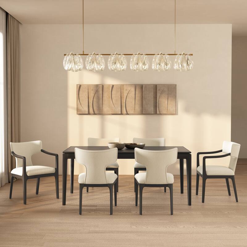 Eloria Chenille Wood Side Chair Set of 2 - Cream