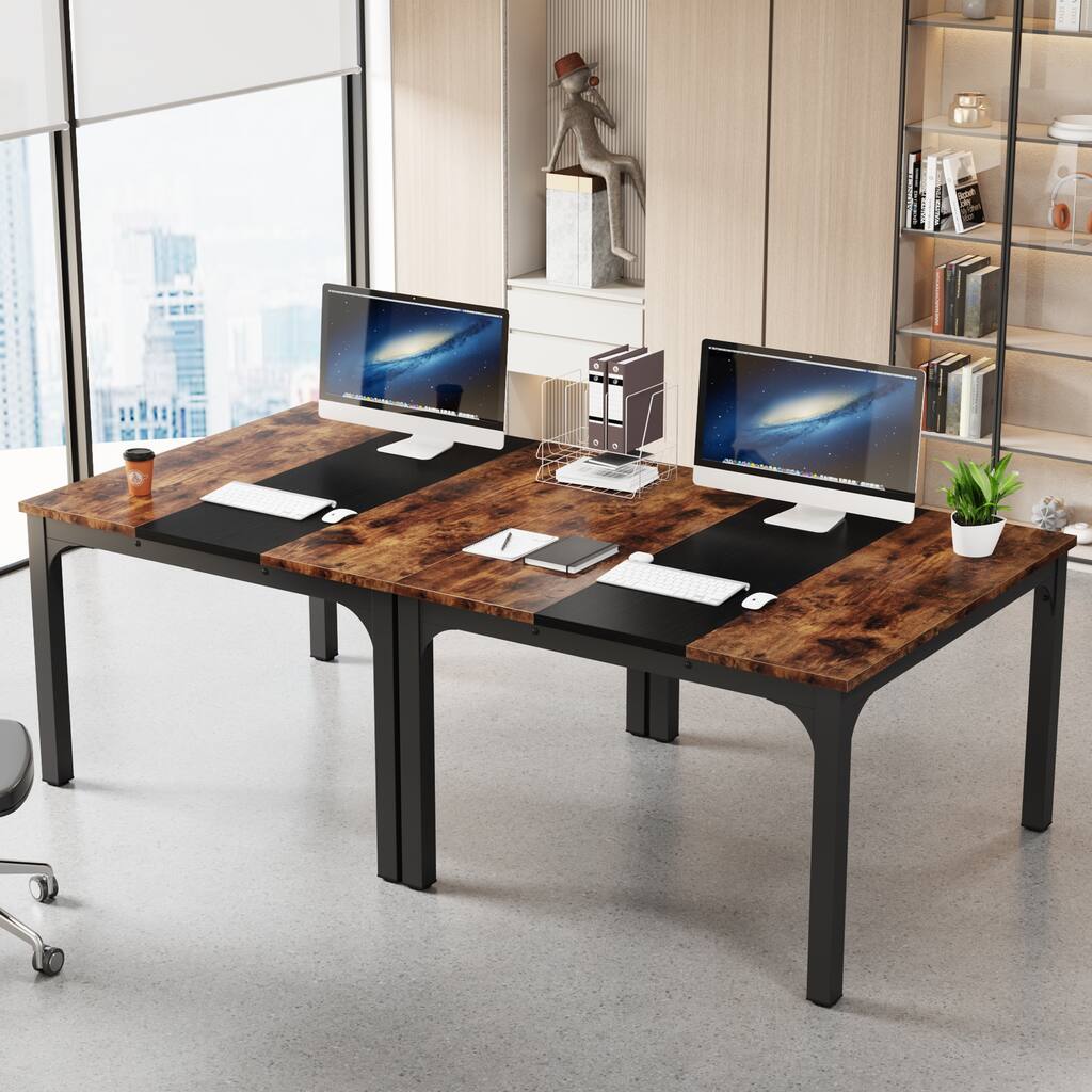 2-Piece Computer Desk for Two Person, Double Office Desks Set