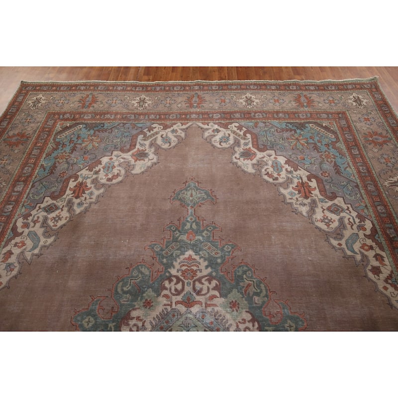 Over-Dyed Distressed Tabriz Persian Antique Wool Carpet - 9'11" x 12'11"