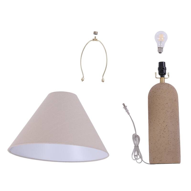 Painted Ceramic Accent Table Lamp with Cone Linen Shade