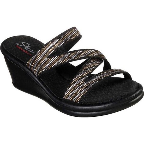 skechers women's rumblers 2 strap slide wedge sandal