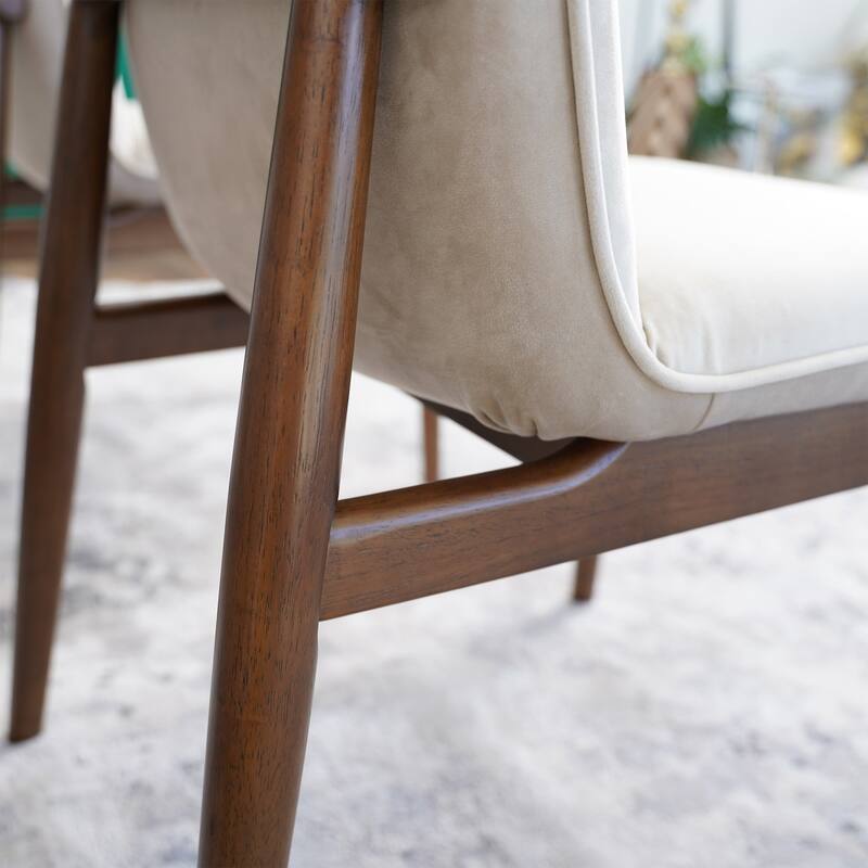 GDFStudio - Monza Modern Velvet Dining Chair with Solid Wood Legs & Armless Mid-Century Silhouette, Set of 2 - 24.4"