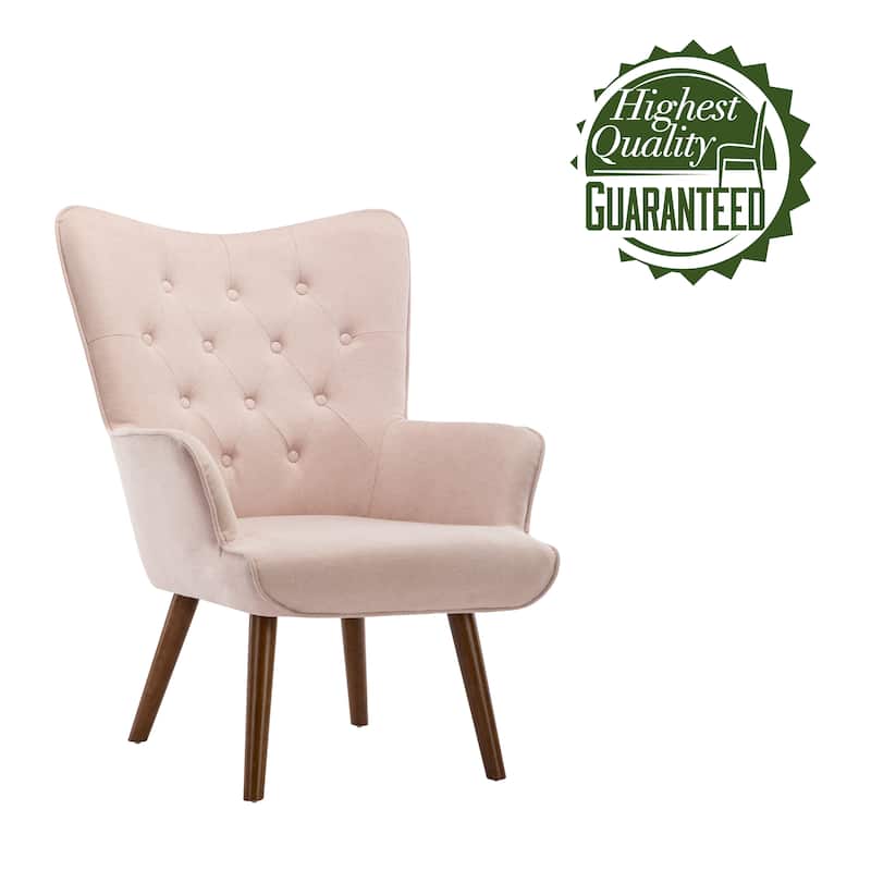Porthos Home Harlem Accent Chair, Polyester Wingback, Wooden Legs