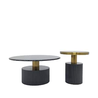 Coffee Table with Marble Top and Black Base