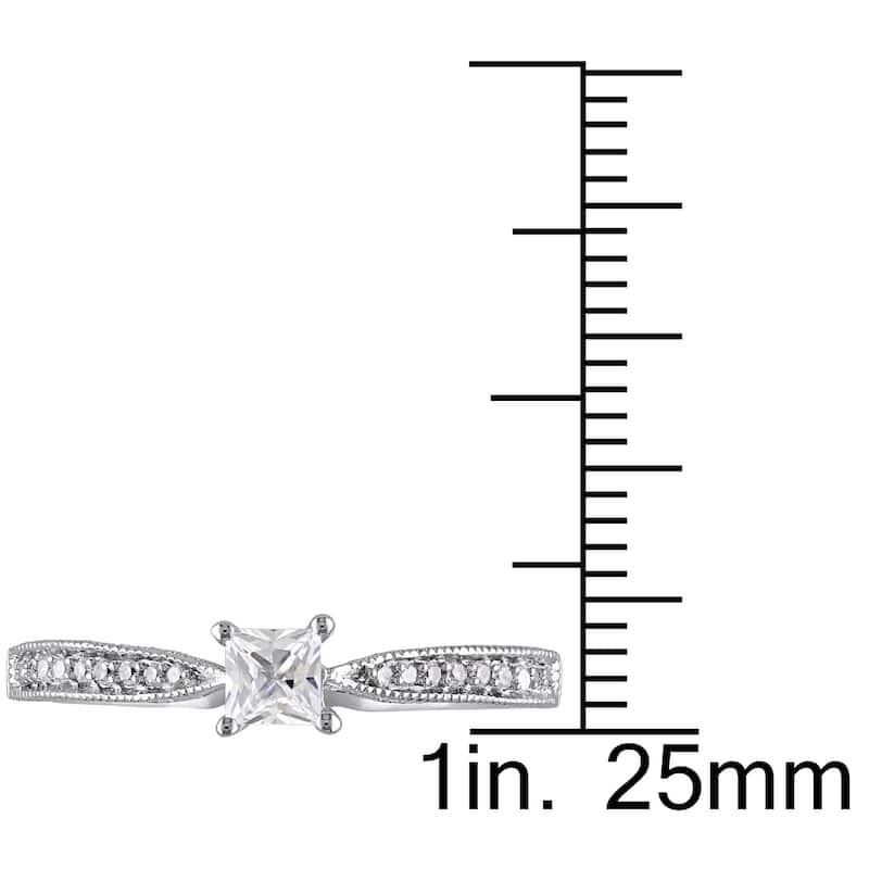 Miadora 1/3ct TGW Created White Sapphire and Diamond Accent Engagement Ring in Sterling Silver