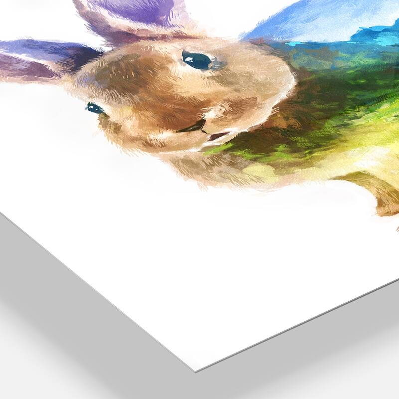 Designart 'Rabbit Double Exposure Illustration' Large Animal Metal Wall