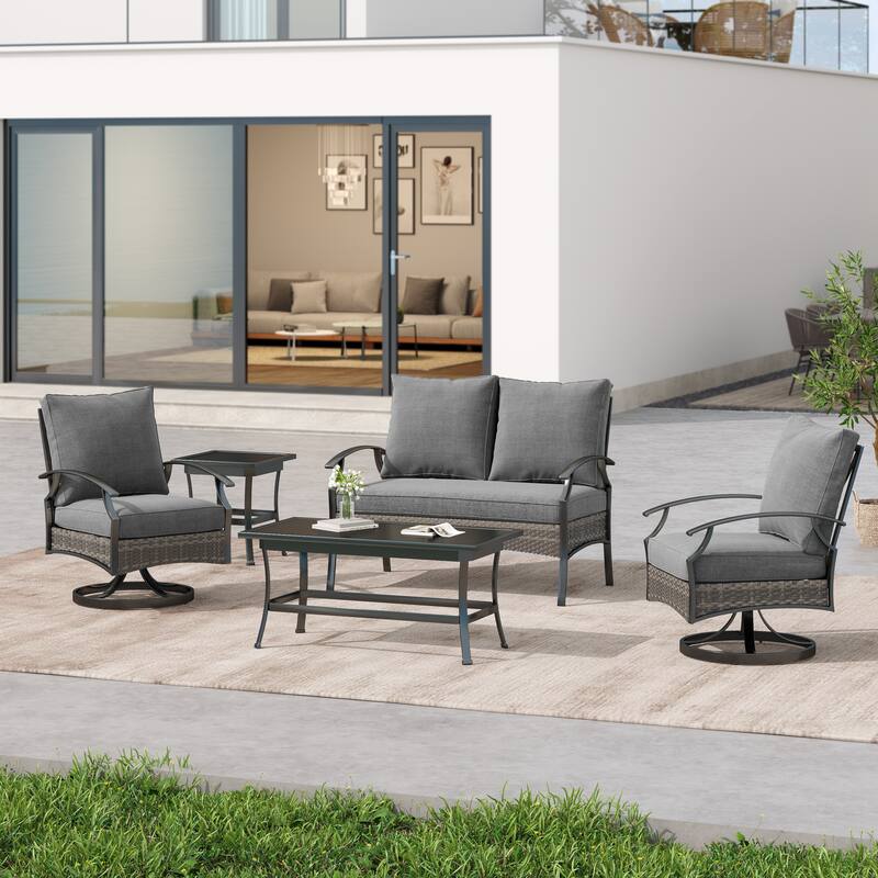 6-Piece Patio Sofa Furniture Set Outdoor Seating Group with Cushions