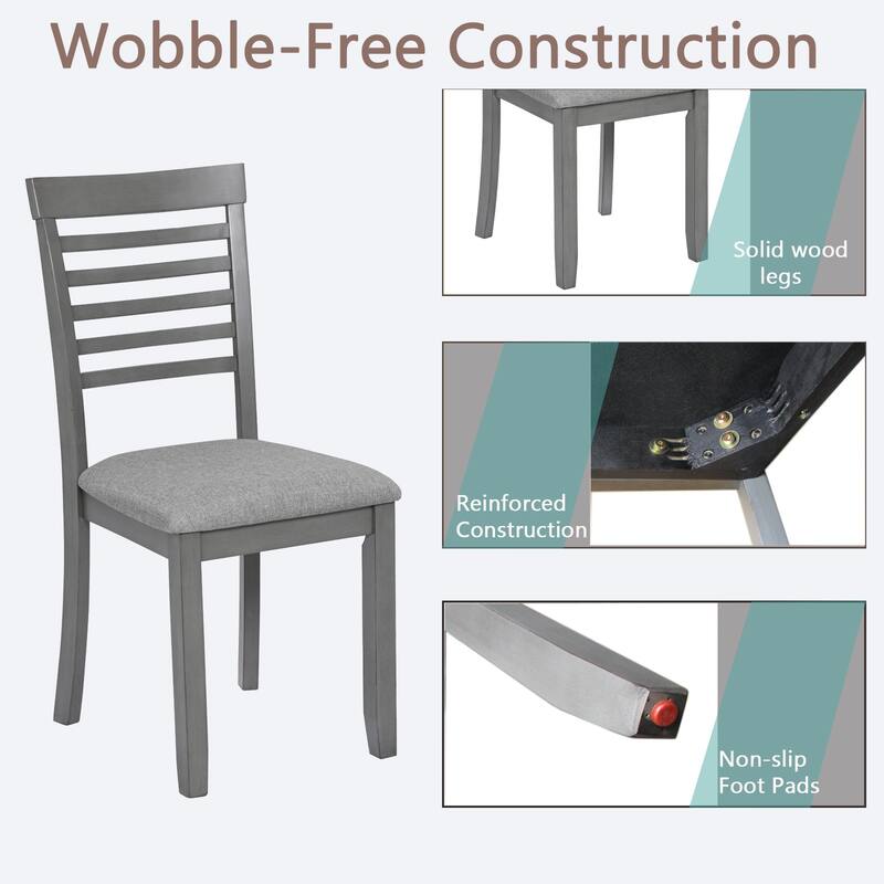 Dining Chairs Only, Wooden Dining Chairs Set of 4, Kitchen Chair with Padded Seat, Upholstered Side Chair for Dining Room