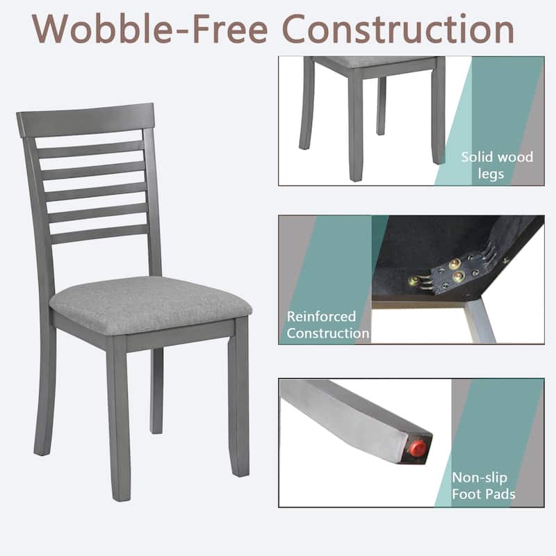 GDFStudio - Savoy Farmhouse Linen Upholstered Ergonomical Wooden Dining Chairs Set, Padded Seat & Non-slip Feet Pads, Set of 4