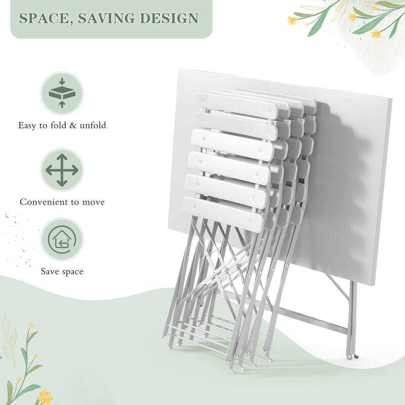 4-Person Foldable Patio Set – Weatherproof Iron Bistro Table & Chairs, Space-Saving, Ergonomic, No-Tools Assembly