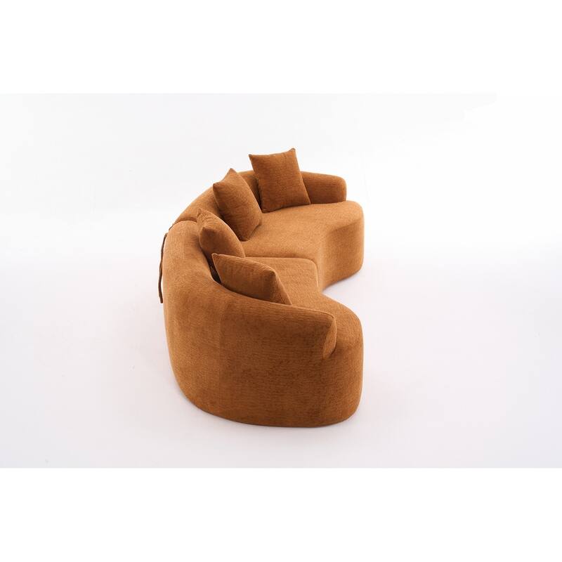 Curved Loveseat White Full Compression Sponge Sofa