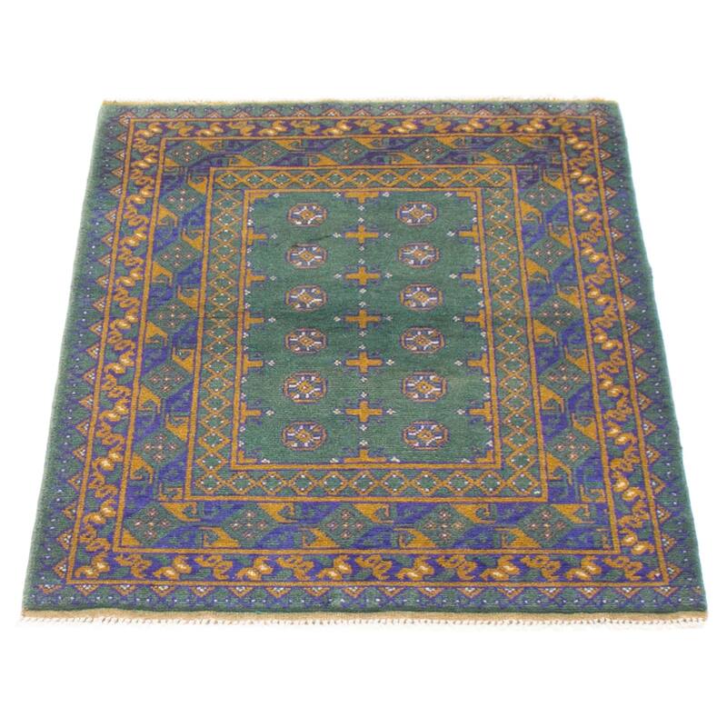 ECARPETGALLERY Hand-knotted Afghan Green Wool Rug - 3'3 x 4'9