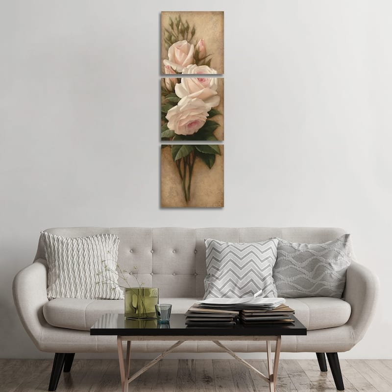 iCanvas "Pink Petals I" by Igor Levashov 3-Piece Canvas Wall Art Set - 60x20x1.5