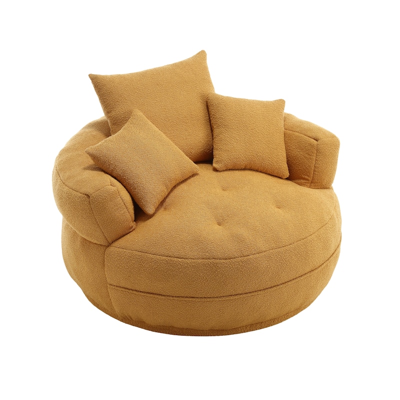 Chenille Sponge Single Sofa, Oversized Round Accent Chair Sleeper Couch Chaise Lounges for Living Room Bedroom Projection Room