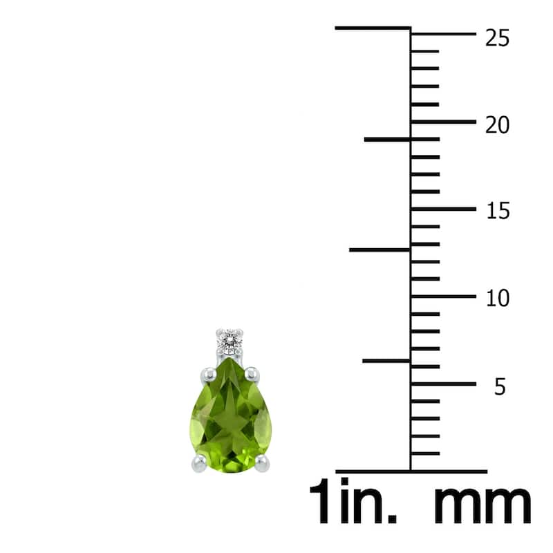 Marquee 14K White Gold 7x5MM Pear Peridot and Diamond Earrings
