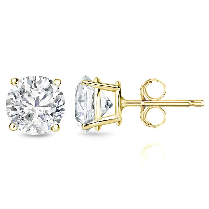Auriya 18k Gold 2ct TW Clarity-enhanced Diamond Stud Earrings (G-H, I2-I3) - Yellow