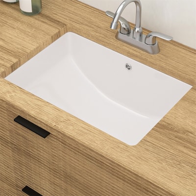 19.7"x14" Rectangular Ceramic Undermount Bathroom Sink with Overflow